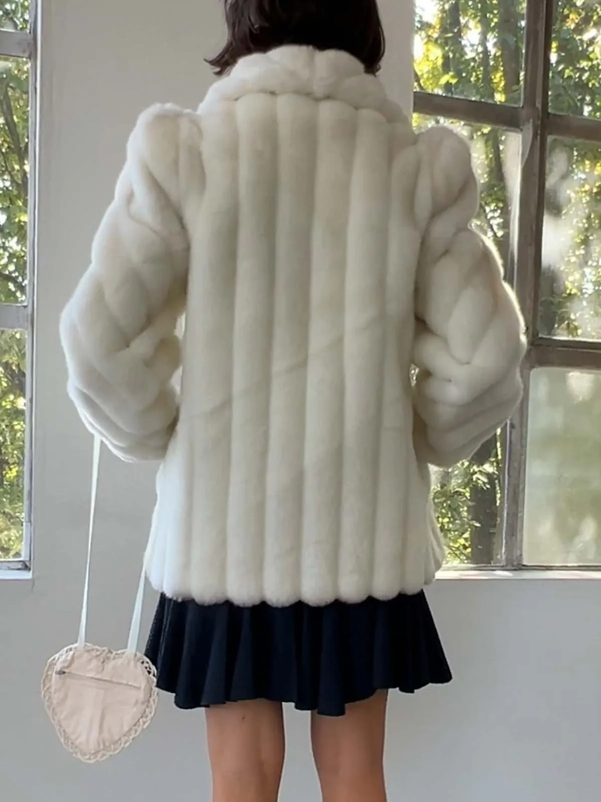 80s Faux Fur Short Coat - White