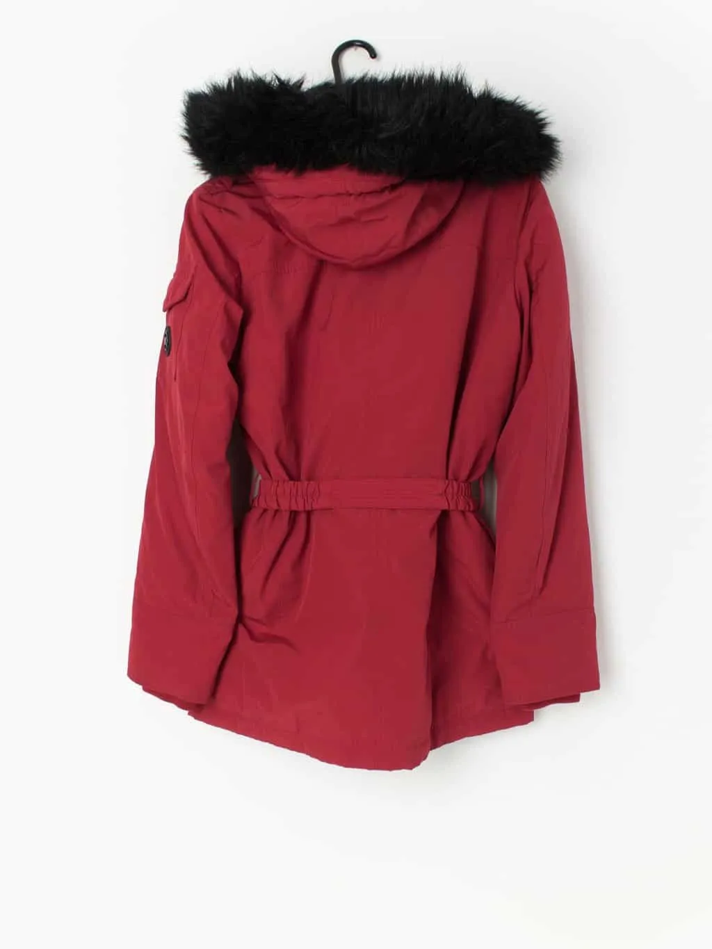 90s vintage Michael Kors red coat with faux fur trimmed hood – Medium