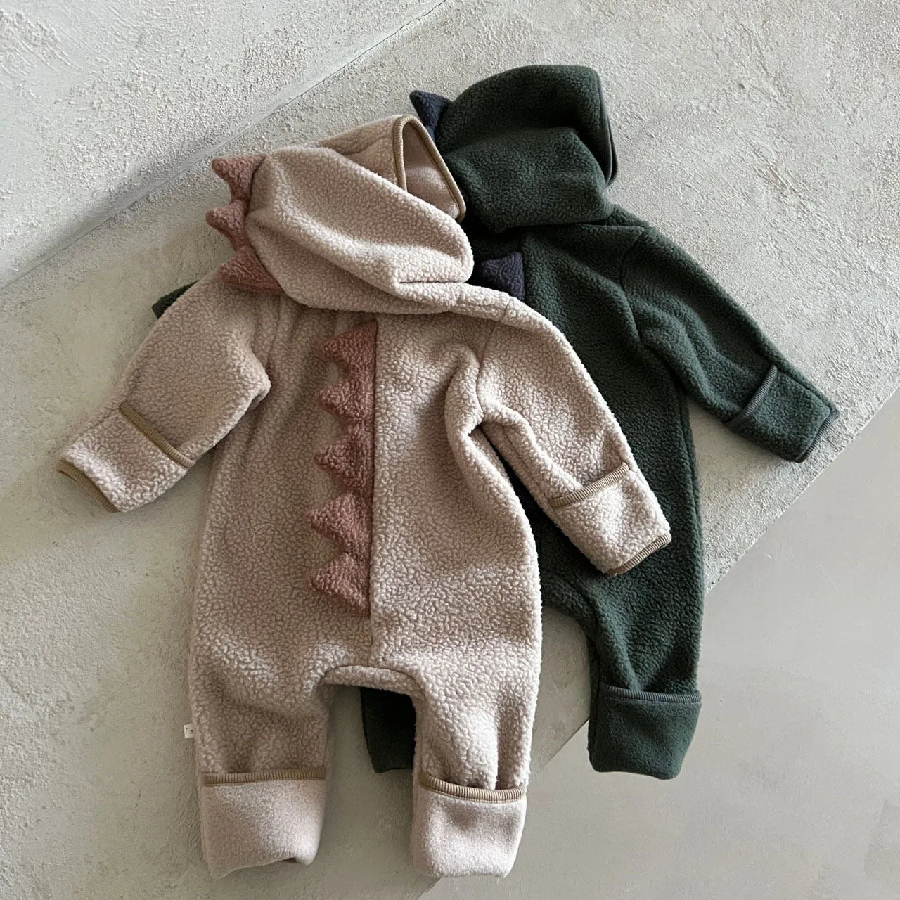 Baby Fleece Dinosaur Hooded Jumpsuit (6-24m) - 2 Colors