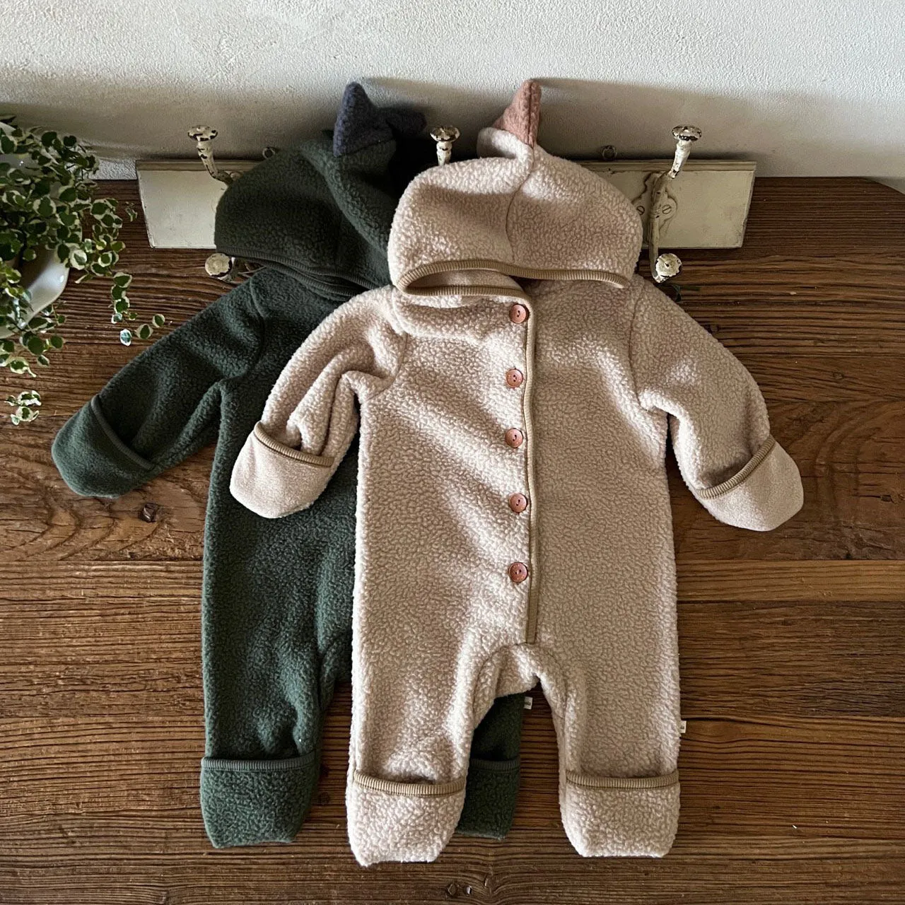 Baby Fleece Dinosaur Hooded Jumpsuit (6-24m) - 2 Colors