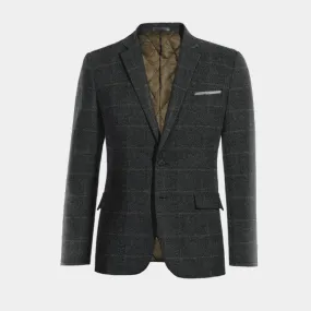  Blazer azul de tweed a cuadros slim fit