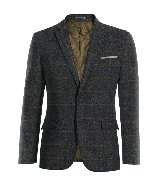  Blazer azul de tweed a cuadros slim fit