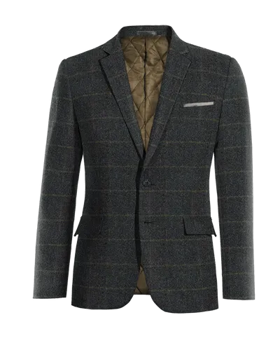  Blazer azul de tweed a cuadros slim fit