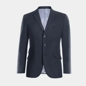  Blazer azul marino slim fit de 3 botones con parches