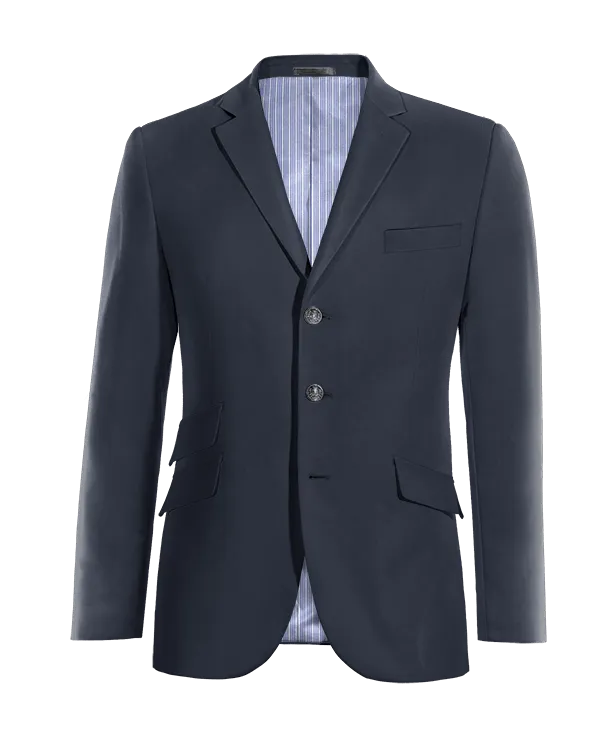  Blazer azul marino slim fit de 3 botones con parches