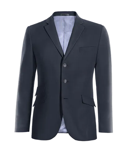  Blazer azul marino slim fit de 3 botones con parches