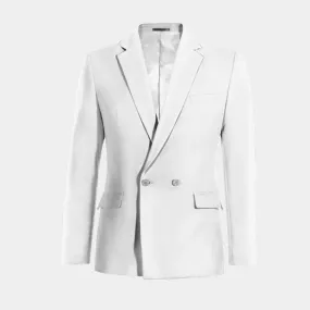  Blazer cruzada blanco nieve de lino slim fit