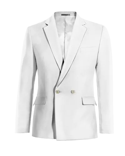  Blazer cruzada blanco nieve de lino slim fit