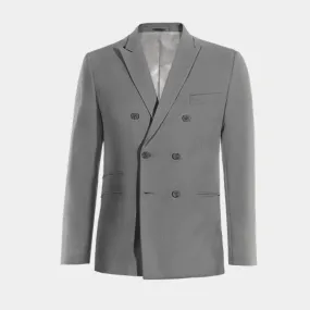  Blazer cruzada gris solapa en pico esencial