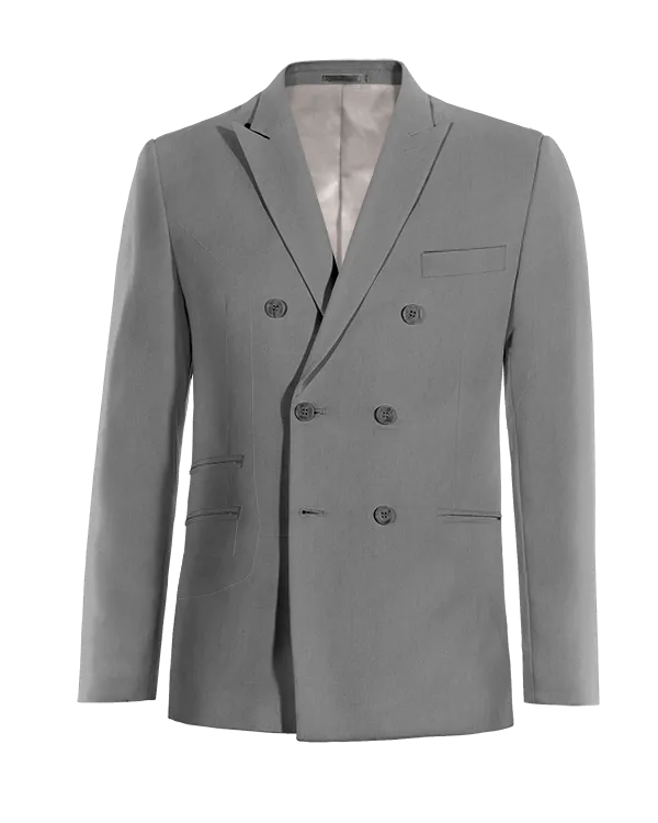  Blazer cruzada gris solapa en pico esencial