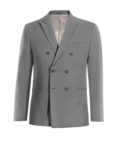  Blazer cruzada gris solapa en pico esencial