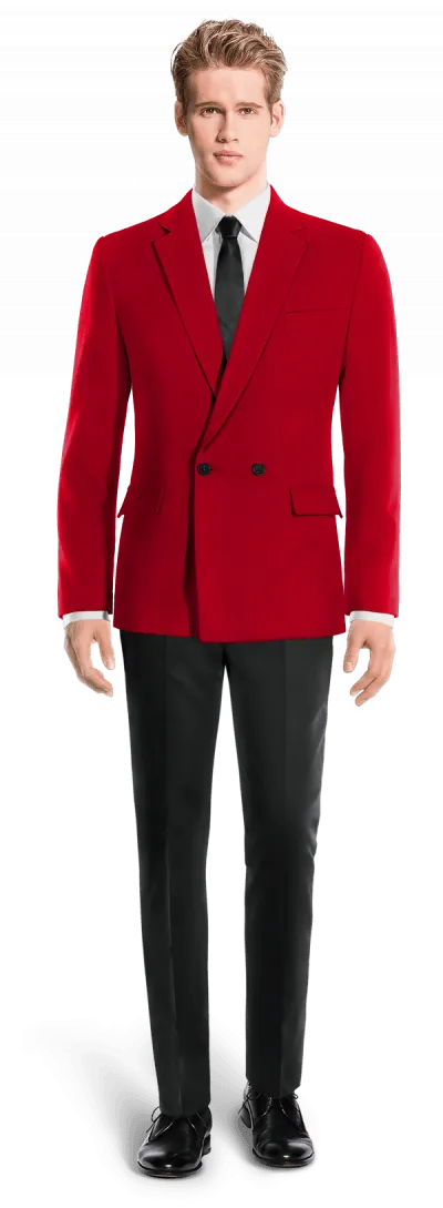  Blazer cruzada rojo intenso slim fit