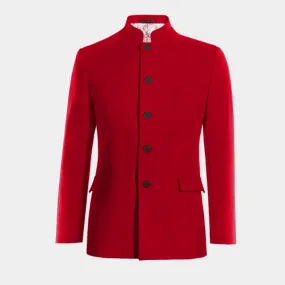  Blazer cuello mao rojo intenso de entretiempo