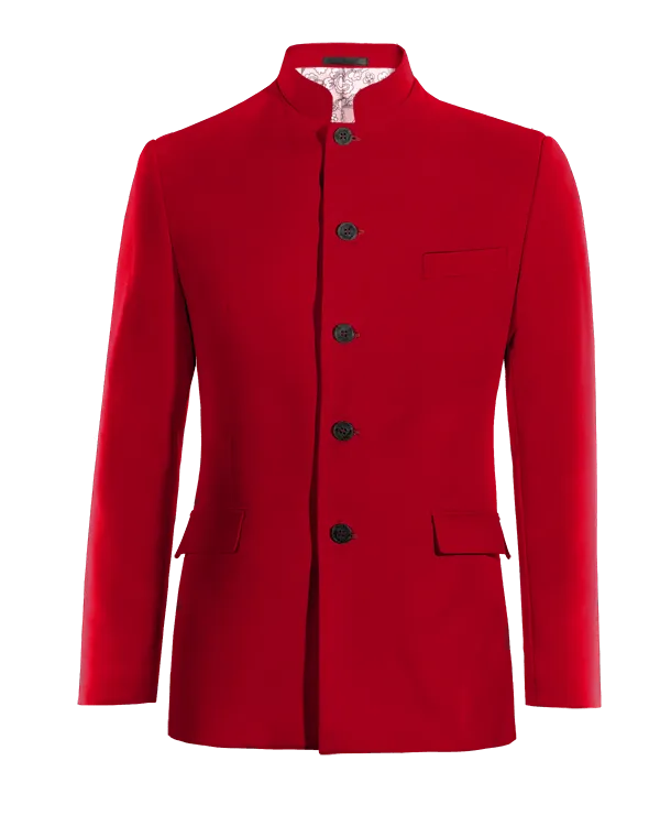  Blazer cuello mao rojo intenso de entretiempo