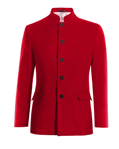  Blazer cuello mao rojo intenso de entretiempo