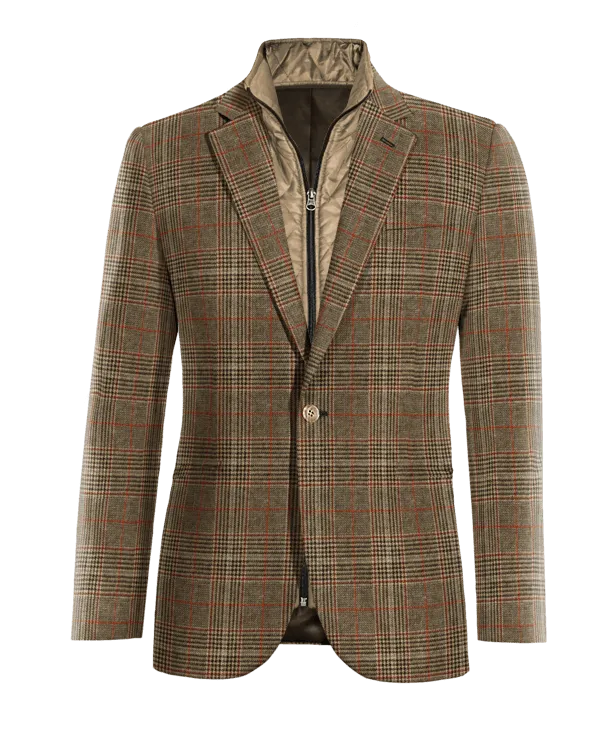  Blazer marrón de tweed príncipe de gales edición limitada de 1 botón