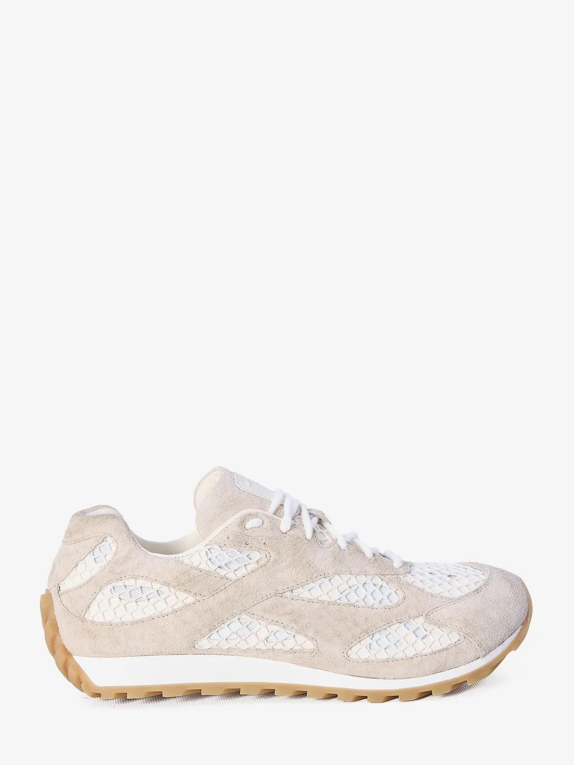 BOTTEGA VENETA Orbit Vintage Suede Sneakers in Beige and Cream