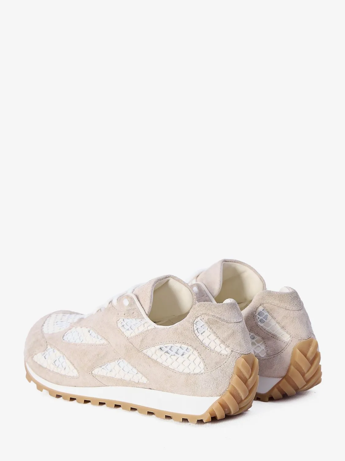 BOTTEGA VENETA Orbit Vintage Suede Sneakers in Beige and Cream