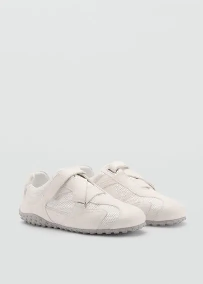 Canvas leather trainers white - Woman - 8 - MANGO