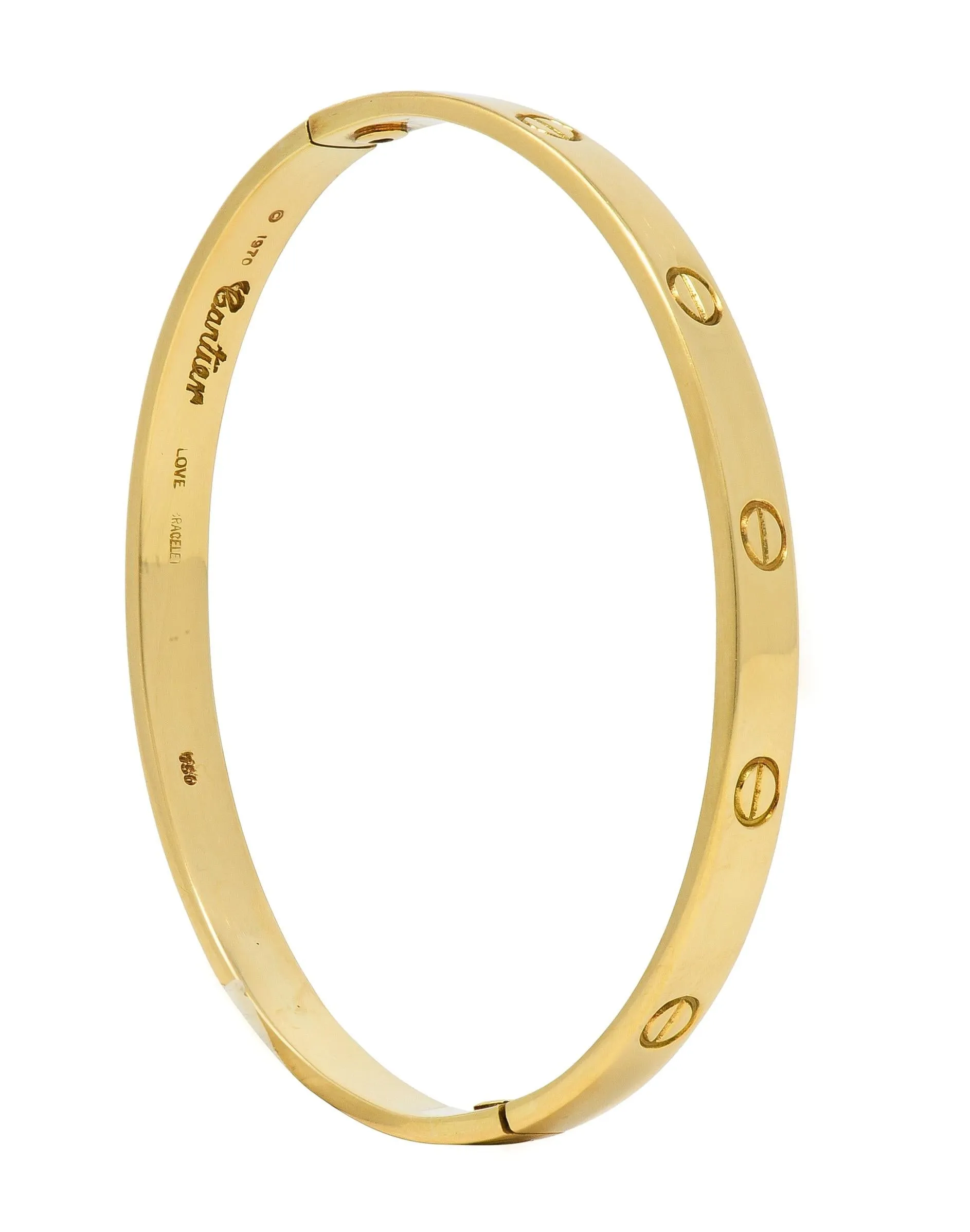 Cartier Aldo Cipullo 1970's 18 Karat Yellow Gold Love Bangle Bracelet