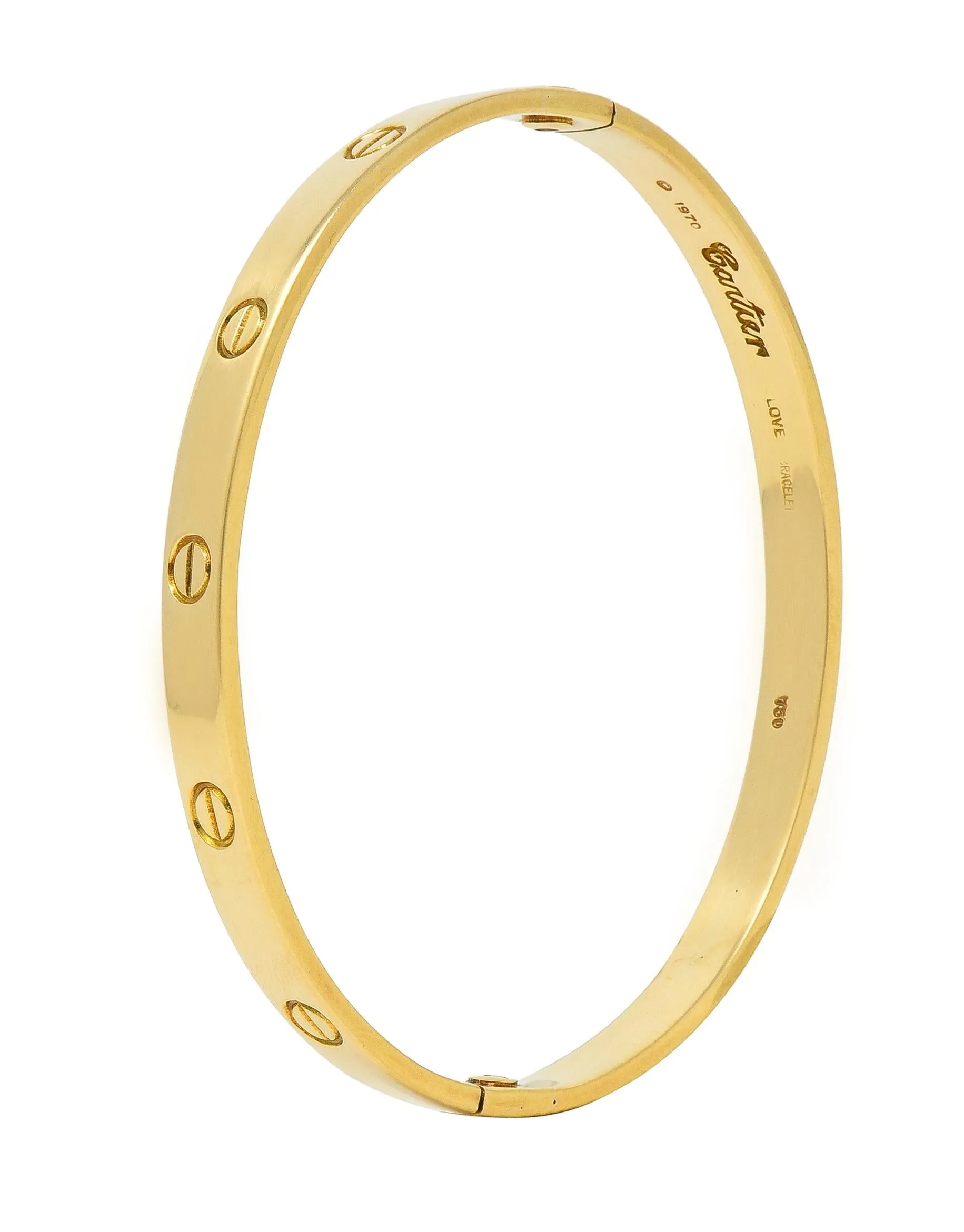 Cartier Aldo Cipullo 1970's 18 Karat Yellow Gold Love Bangle Bracelet