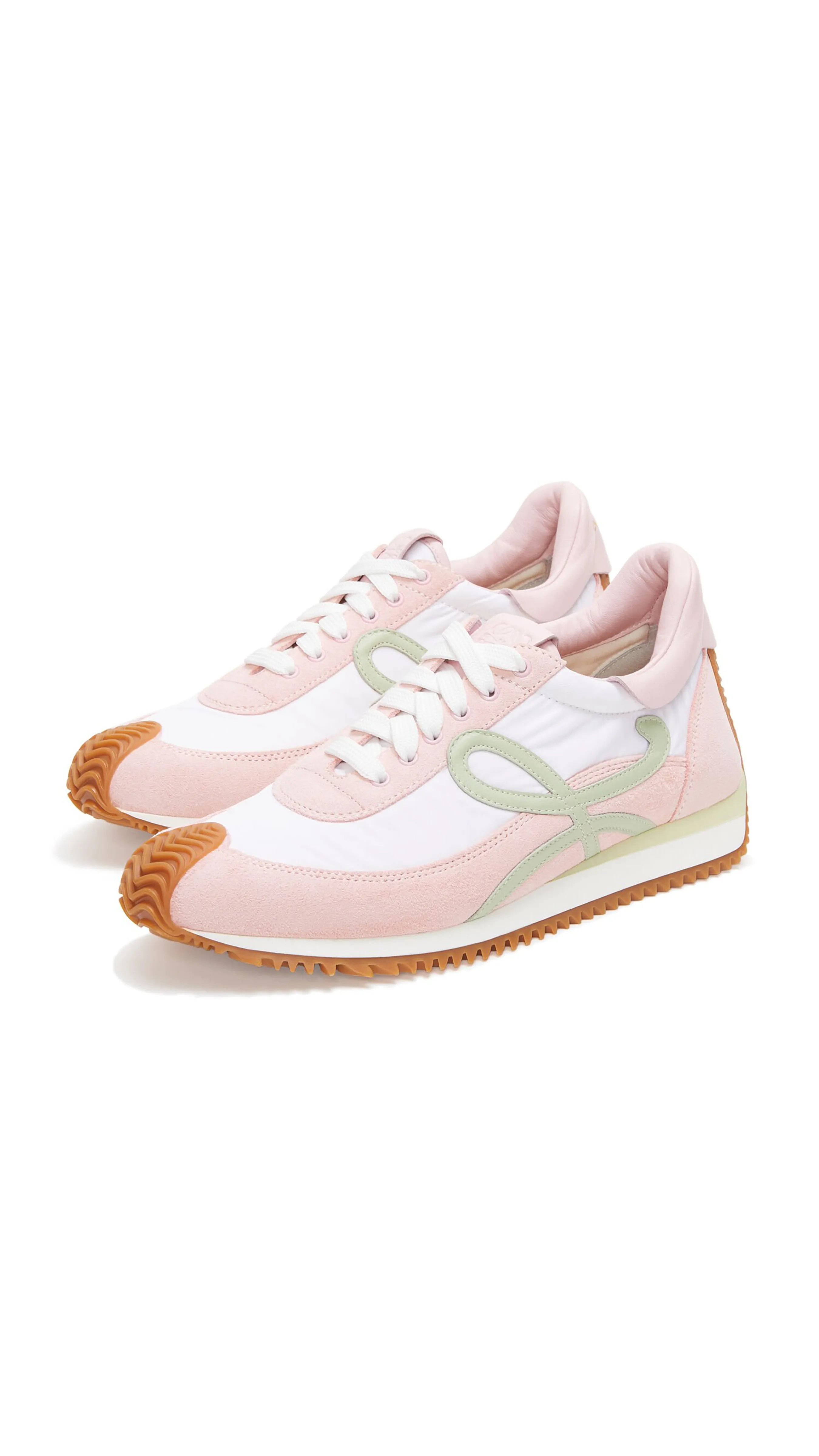 Flow Runner Sneakers in Suede and Nylon - Bonbon/White