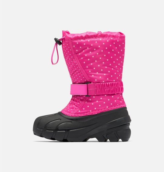 Flurry Printed Kid's Insulated Snow Boot - Fuchsia/Dots