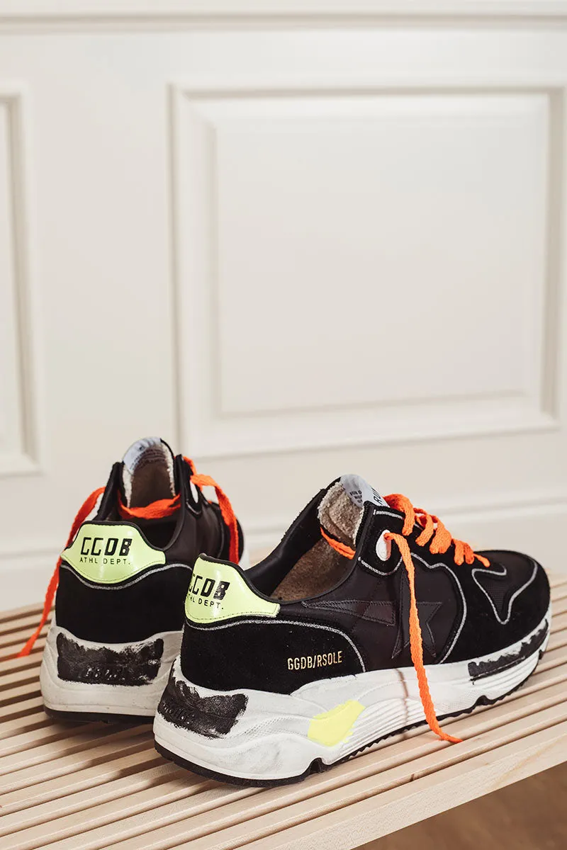 GOLDEN GOOSE Sneakers uomo Running Sole nera in suede e canvas