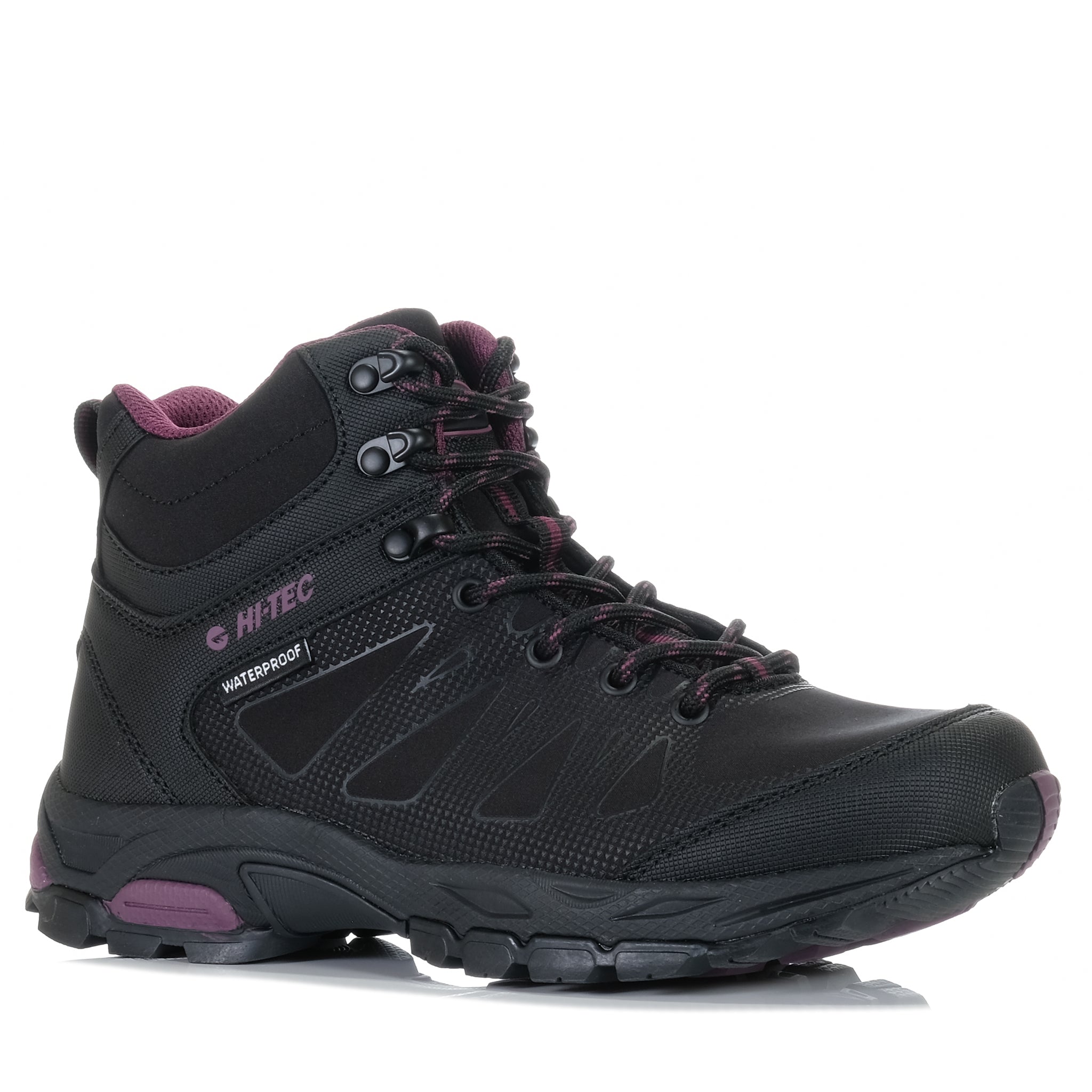 Hi-Tec Raven Mid Womens Waterproof Black/Grape Wine