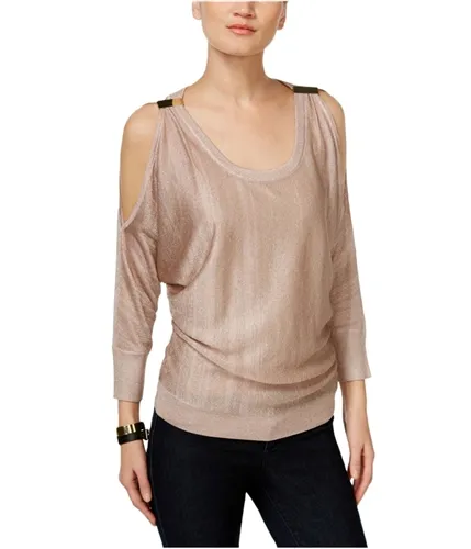 I-N-C Womens Metallic Cold-Shoulder Knit Sweater