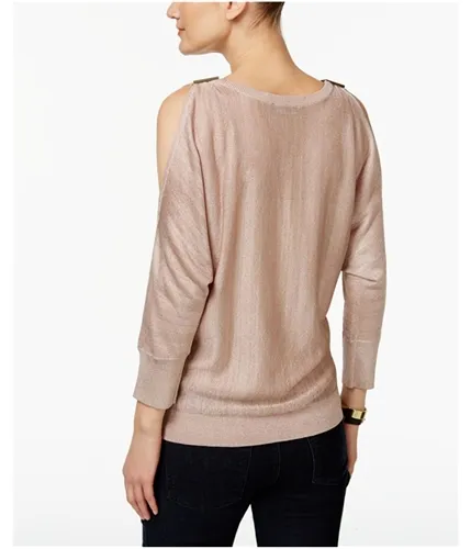 I-N-C Womens Metallic Cold-Shoulder Knit Sweater