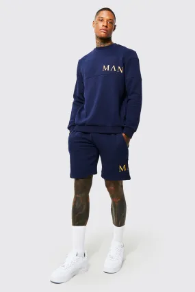 Man Panelled Sweater Short Tracksuit