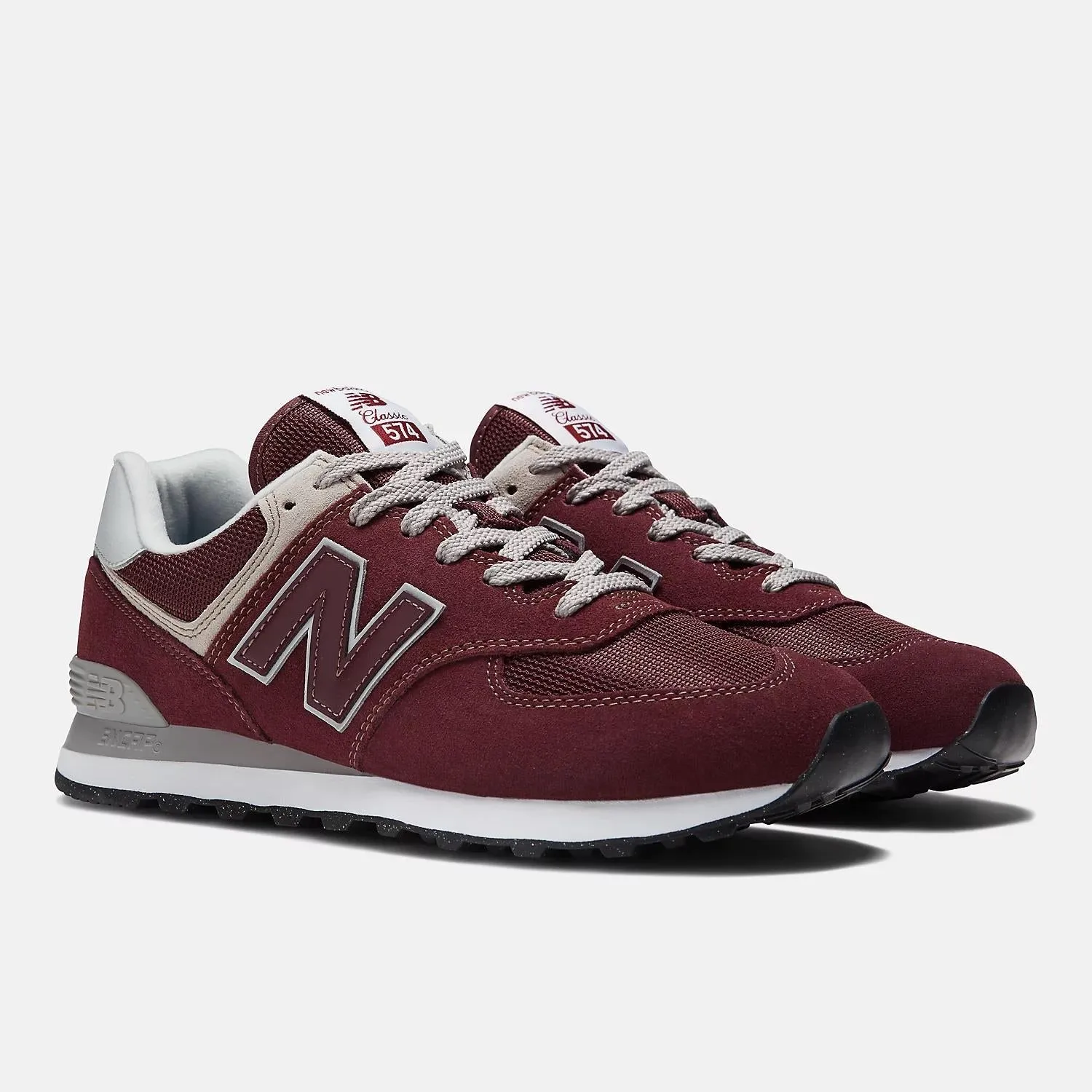 Men's Wide Fit New Balance  ML574EVM Running Sneakers - Exclusive - Burgundy/White