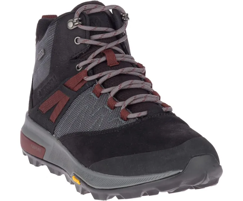 MERRELL MEN’S ZION MID WATERPROOF HIKING BOOT – Black Multi