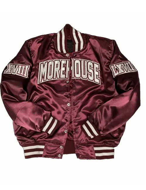 Morehouse College Maroon Satin Bomber Jacket - William Jacket