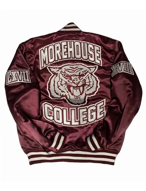 Morehouse College Maroon Satin Bomber Jacket - William Jacket