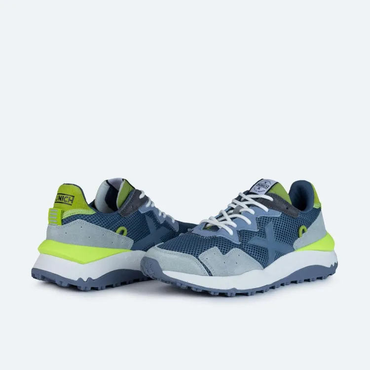 MUNICH 9880014 Shibuya 14 Sneakers Volume in Suede e Mesh Blu Lime