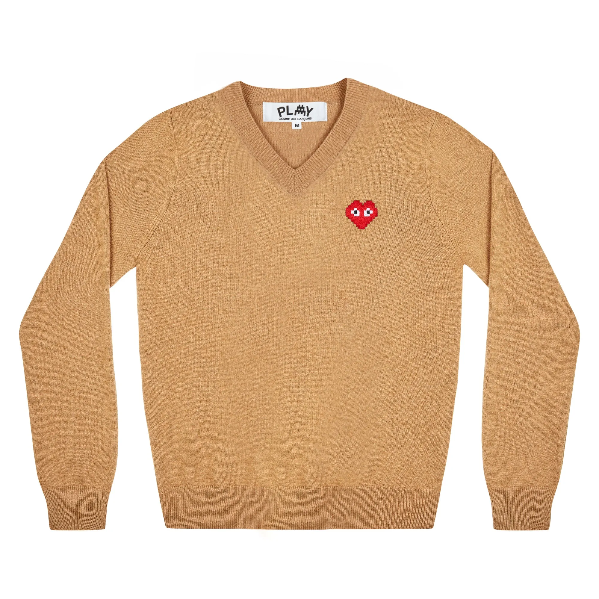 Play Comme des Garons x the Artist Invader V-Neck Sweater (Camel)