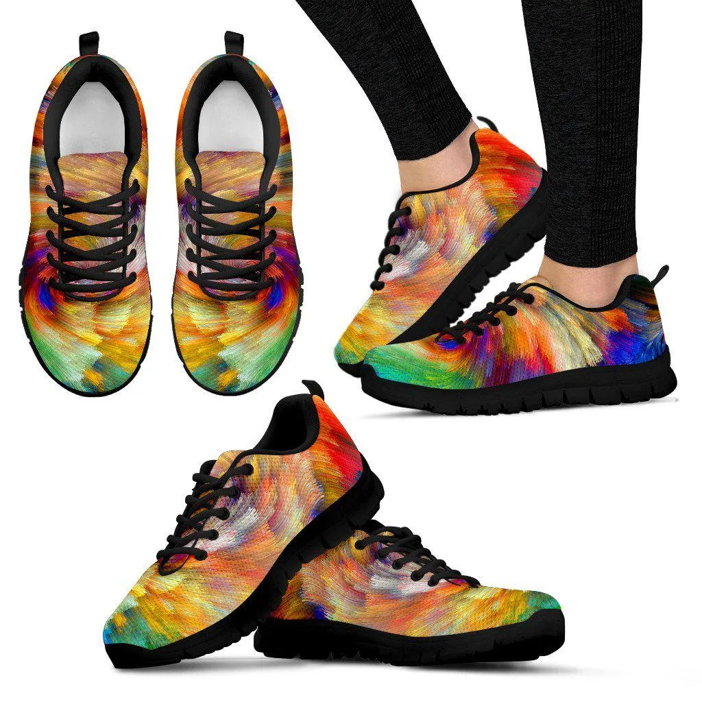 Rainbow Swirl Abstract Running Shoe Sneakers Womens White