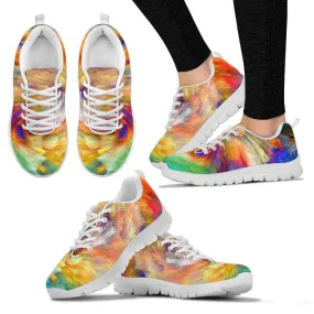 Rainbow Swirl Abstract Running Shoe Sneakers Womens White