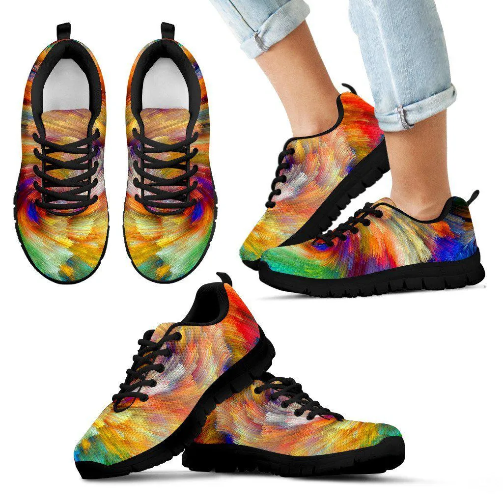 Rainbow Swirl Abstract Running Shoe Sneakers Womens White