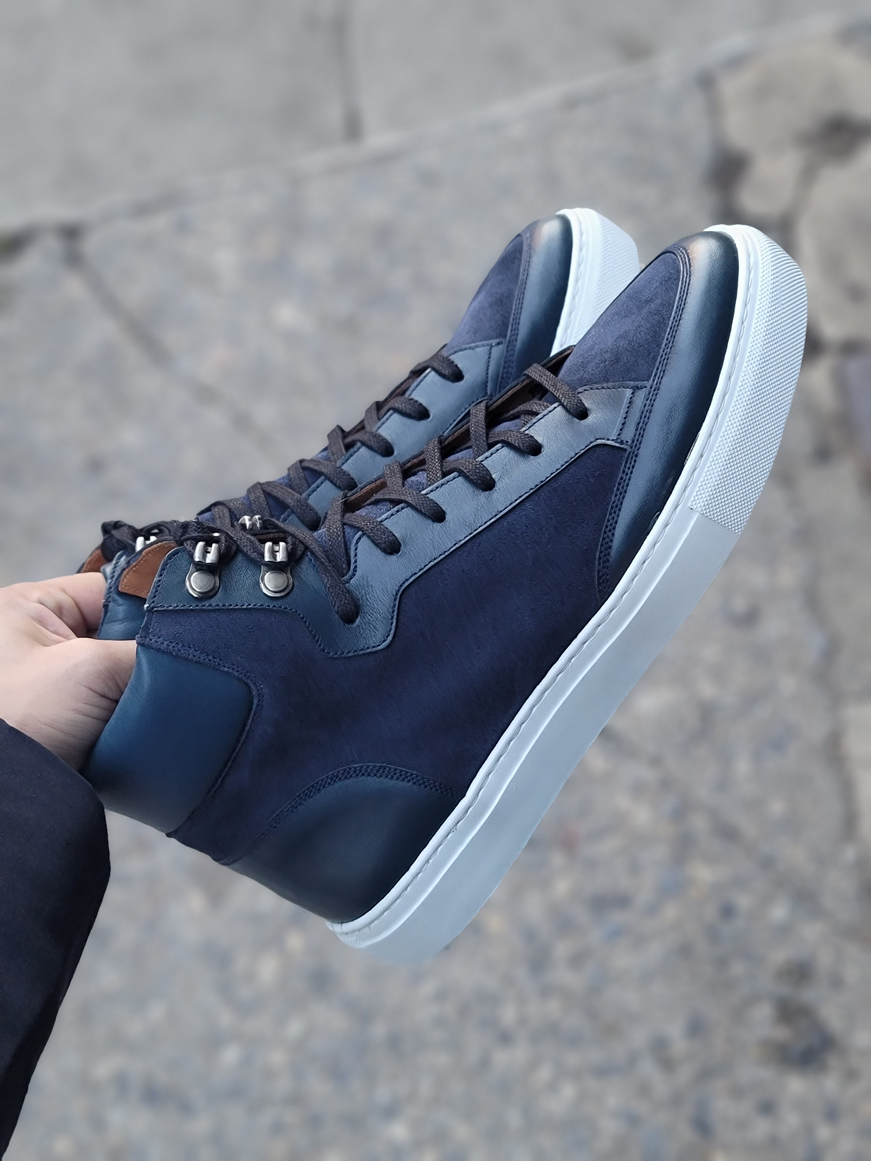 Richland - Navy Calf / Navy Suede / White Sole