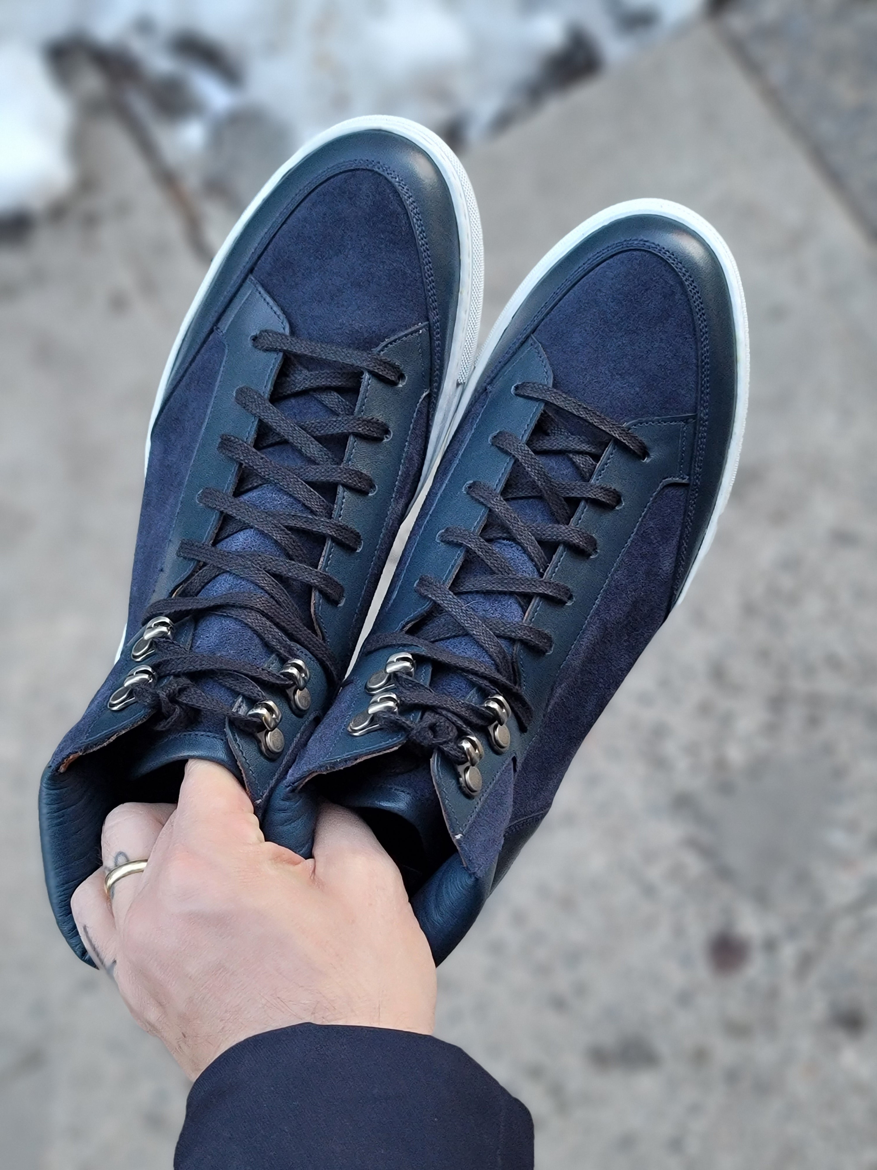 Richland - Navy Calf / Navy Suede / White Sole