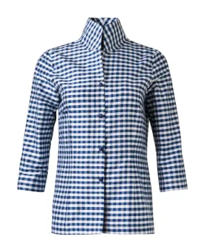 Ronette Navy Gingham Silk Jacket