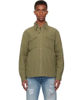 RRL Khaki Quilted Twill Shirt Jacket