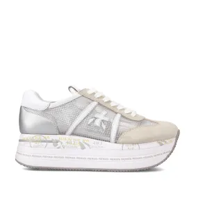 Sneakers Beth in tessuto ripstop trasparente suede bianco