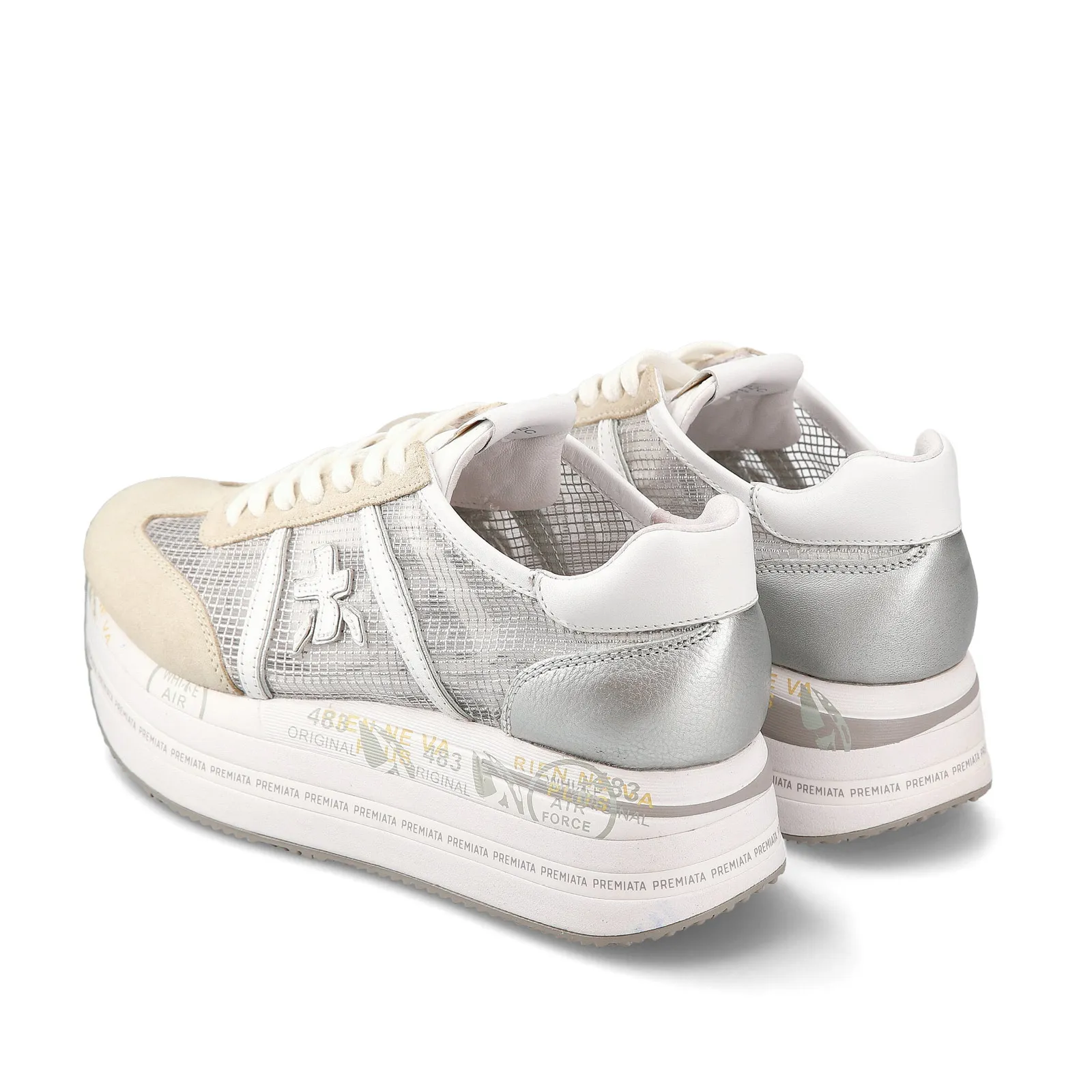 Sneakers Beth in tessuto ripstop trasparente suede bianco