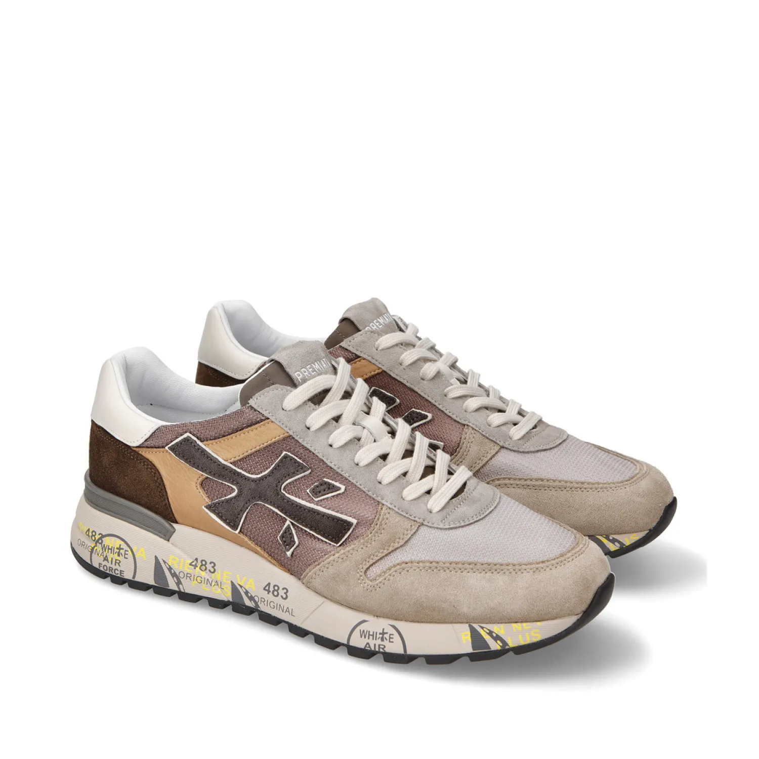 Sneakers Mick 6414 in suede e tessuto taupe marrone