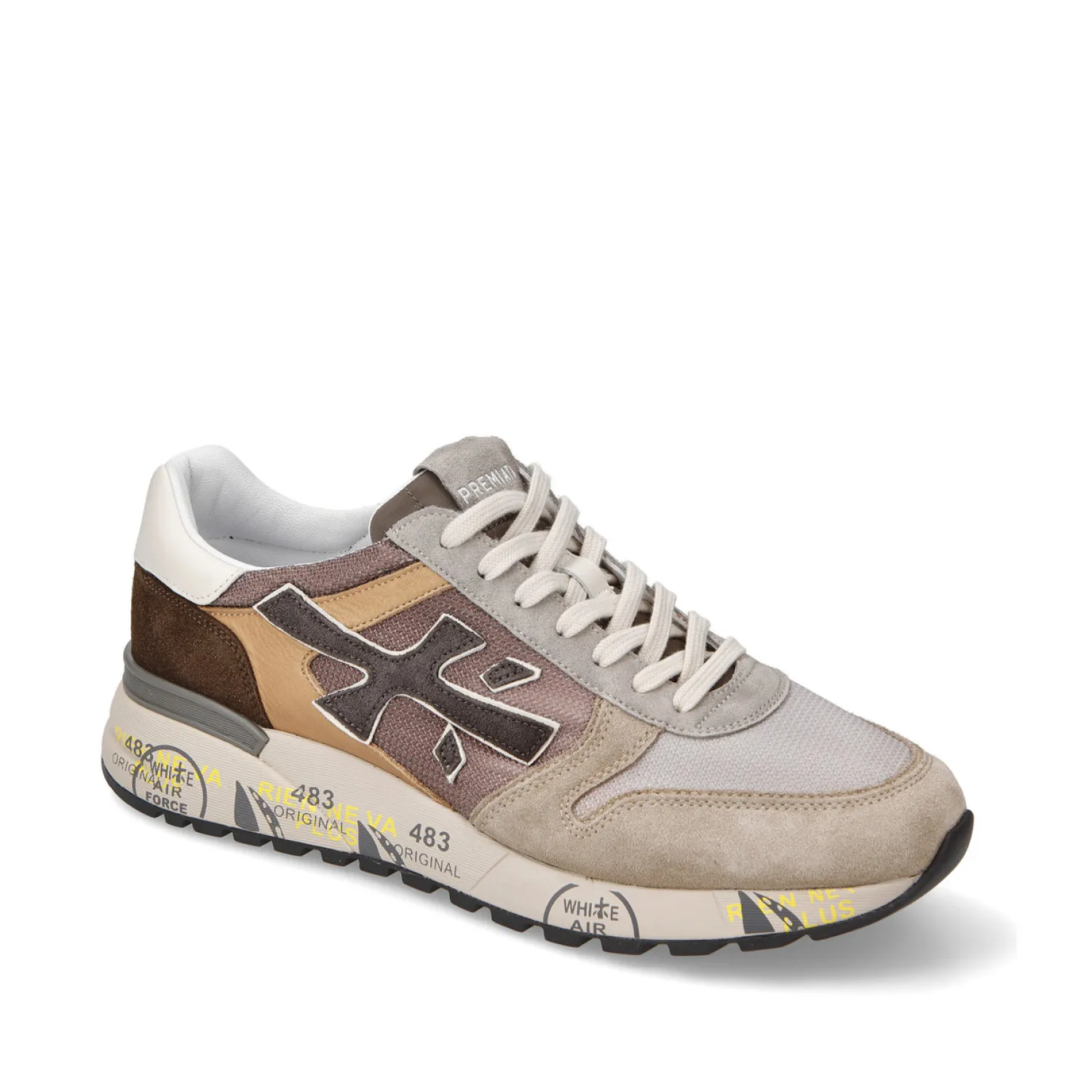 Sneakers Mick 6414 in suede e tessuto taupe marrone