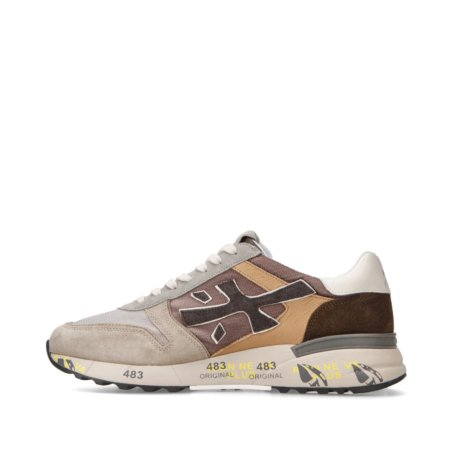 Sneakers Mick 6414 in suede e tessuto taupe marrone